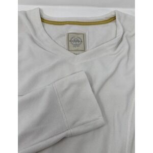 Merona Fleece Off White Pullover V-Neck Long Sleeves Front Pocket Women's Size L